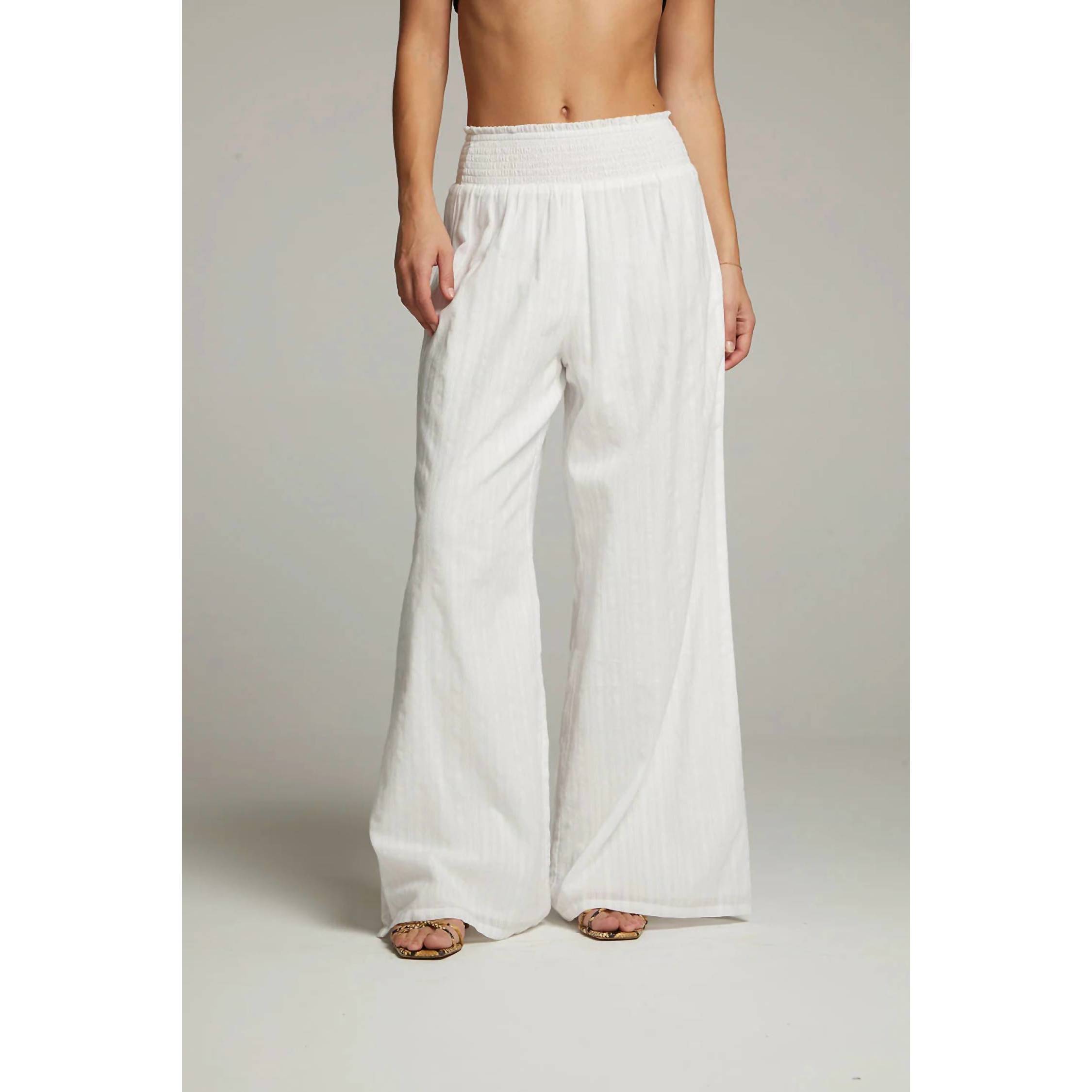 New Chaser Linen Ruched Top Flared Pant In White
